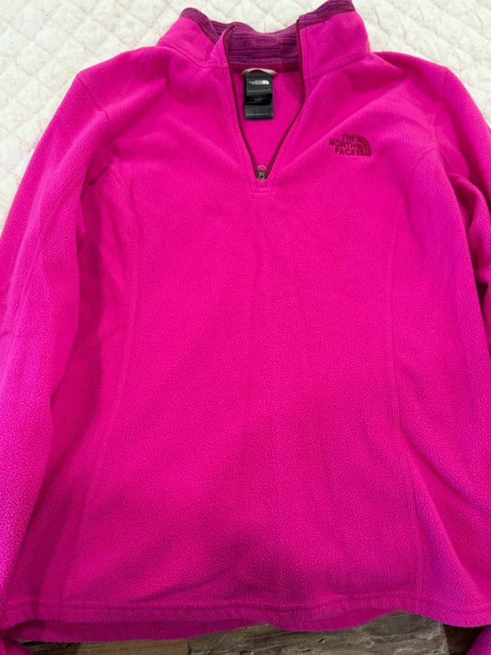 The North Face Women's Half-Zip Fleece - Hot Pink with Maroon Trim